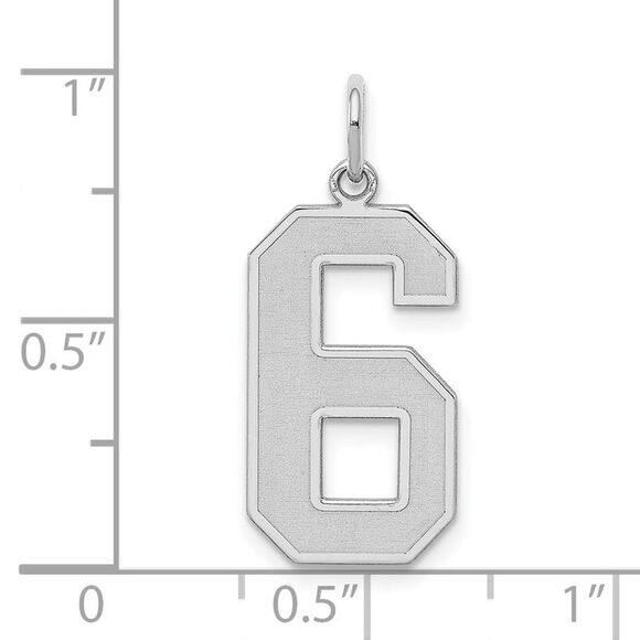 Sterling Silver, Jersey Collection, Large Number 6 Pendant - Picture 4 of 5